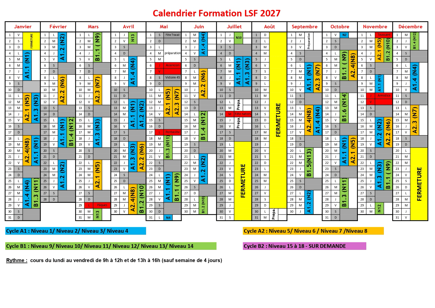 Planning des formations 2027